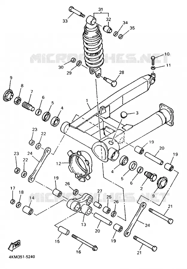REAR SHOCK ABSORBER / SWINGARM Yamaha MOTO 900 1995 DIVERSION  XJ900S
