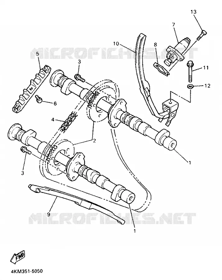 CAMSHAFT / TIMING CHAIN Yamaha MOTO 900 1995 DIVERSION  XJ900S