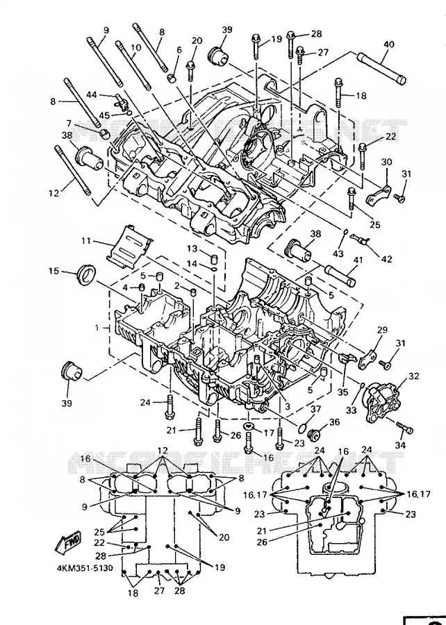 CRANKCASE Yamaha MOTO 900 1995 DIVERSION  XJ900S