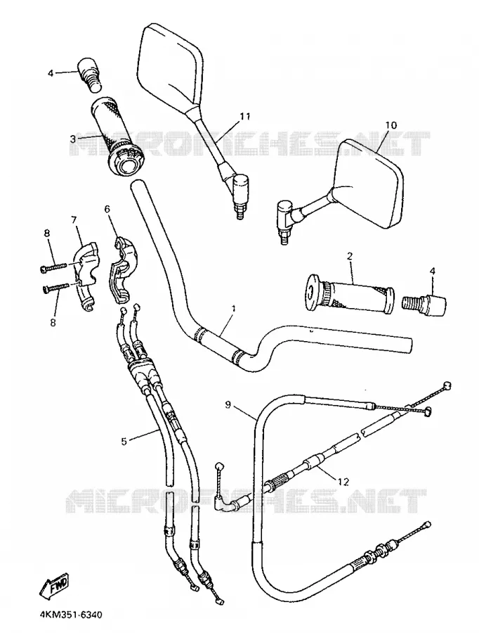 HANDLEBAR & CABLES Yamaha MOTO 900 1997 DIVERSION  XJ900S