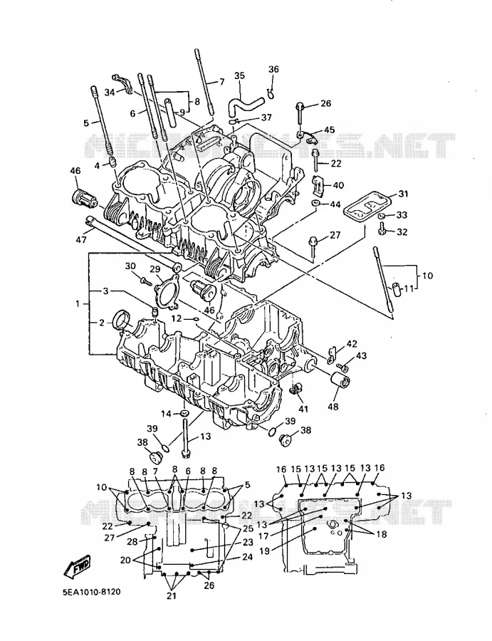 CRANKCASE Yamaha MOTO 1300 1999 XJR  XJR1300