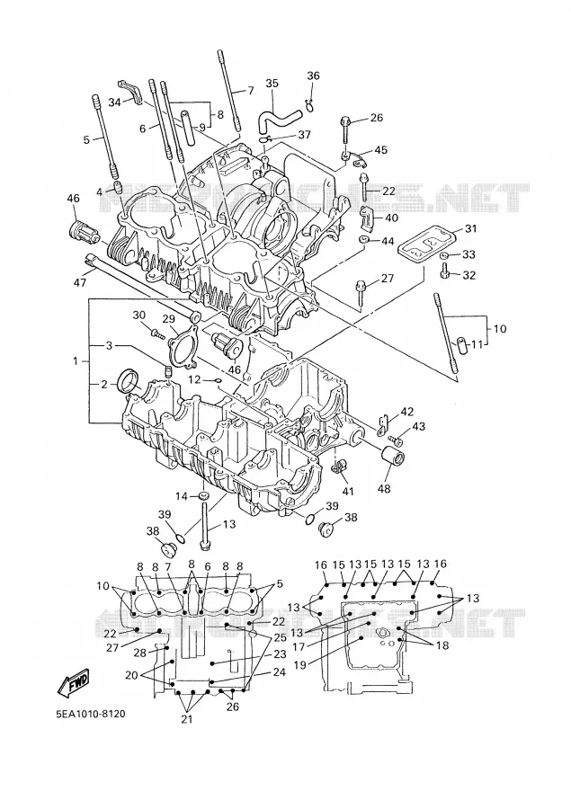 CRANKCASE Yamaha MOTO 1300 2001 XJR  XJR1300