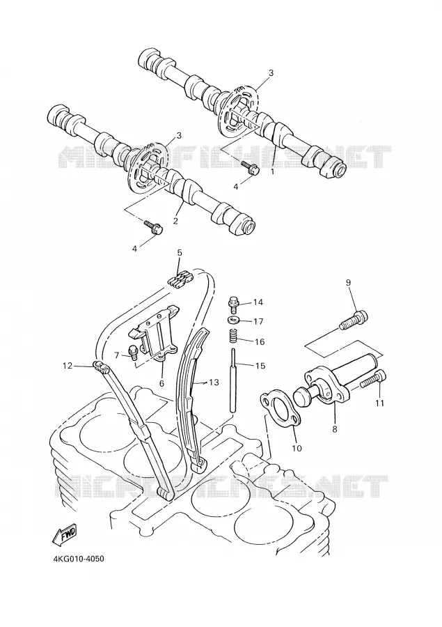 CAMSHAFT / TIMING CHAIN Yamaha MOTO 1300 2002 XJR  XJR1300