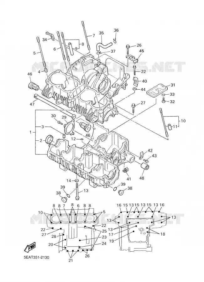 CRANKCASE Yamaha MOTO 1300 2003 XJR  XJR1300