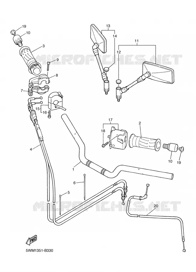 HANDLEBAR & CABLES Yamaha MOTO 1300 2003 XJR  XJR1300