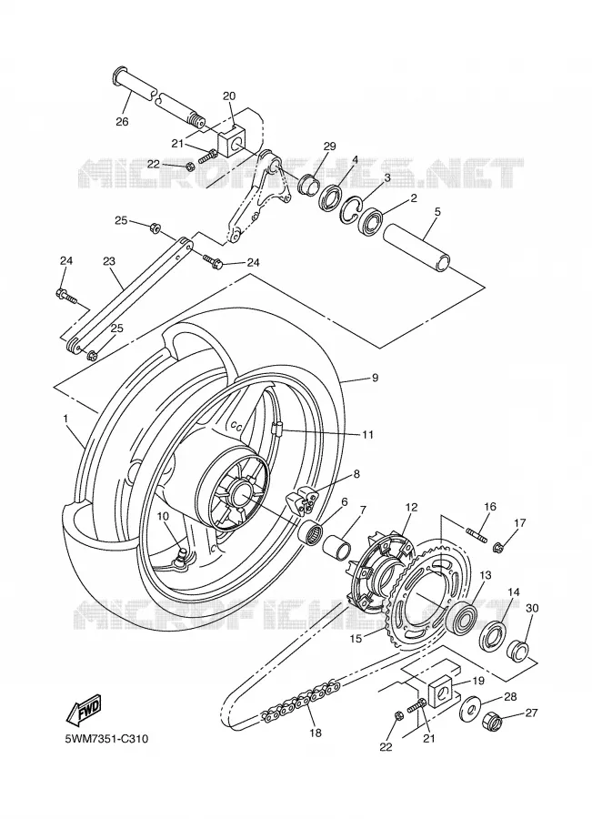 REAR WHEEL Yamaha MOTO 1300 2005 XJR  XJR1300