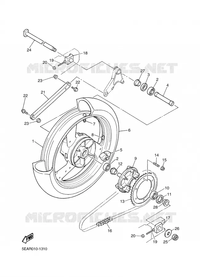 REAR WHEEL Yamaha MOTO 1300 2003 XJR  XJR1300R