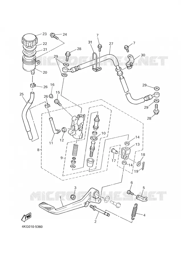 REAR BRAKE MASTER CYLINDER Yamaha MOTO 1300 2000 XJR  XJR1300SP