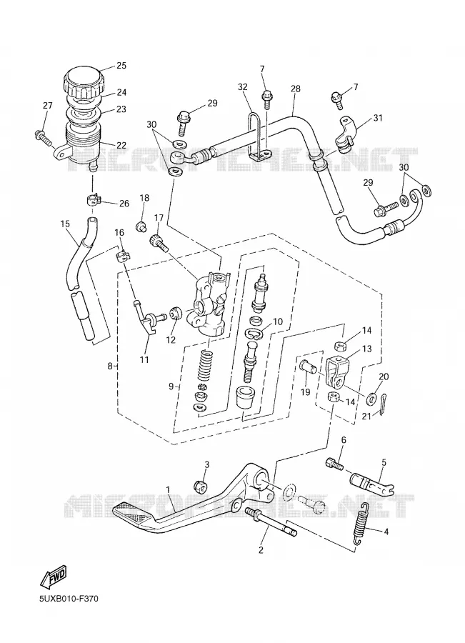 REAR BRAKE MASTER CYLINDER Yamaha MOTO 1300 2007 XJR  XJR1300W