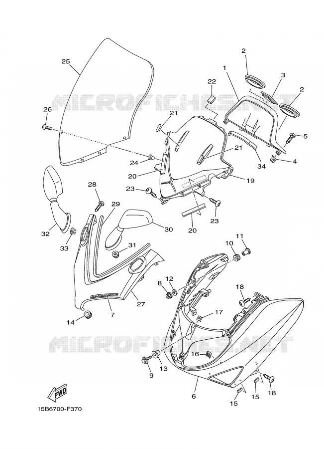 WINDSCREEN Yamaha SCOOTER 500 2007 TMAX  XP500 TMAX