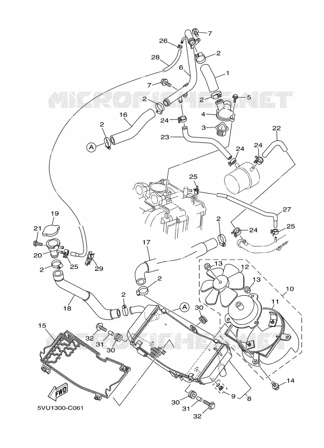 RADIATOR / HOSES Yamaha SCOOTER 500 2007 TMAX ABS  XP500A TMAX