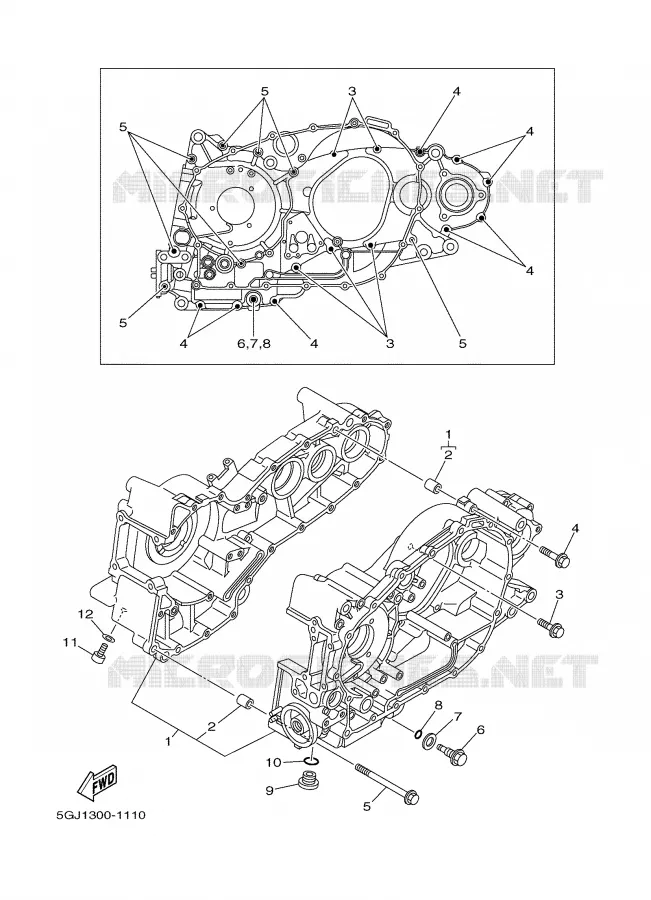 CRANKCASE Yamaha SCOOTER 500 2007 TMAX ABS  XP500A TMAX