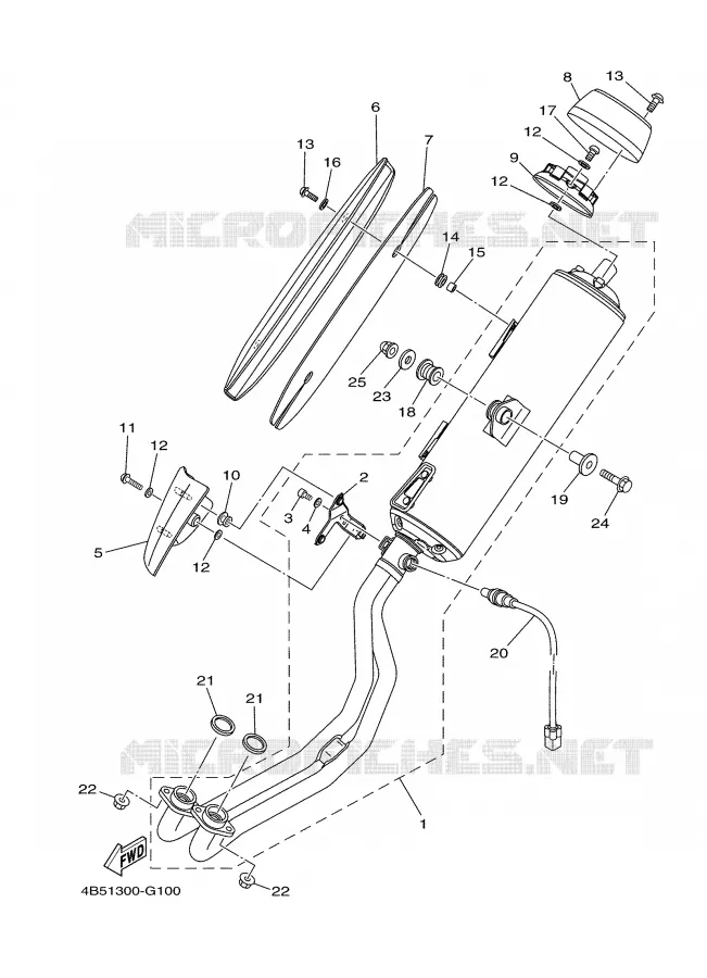 EXHAUST Yamaha SCOOTER 500 2008 TMAX  XP500X
