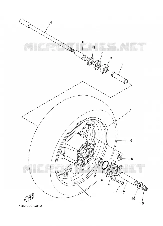 REAR WHEEL Yamaha SCOOTER 500 2008 TMAX  XP500X