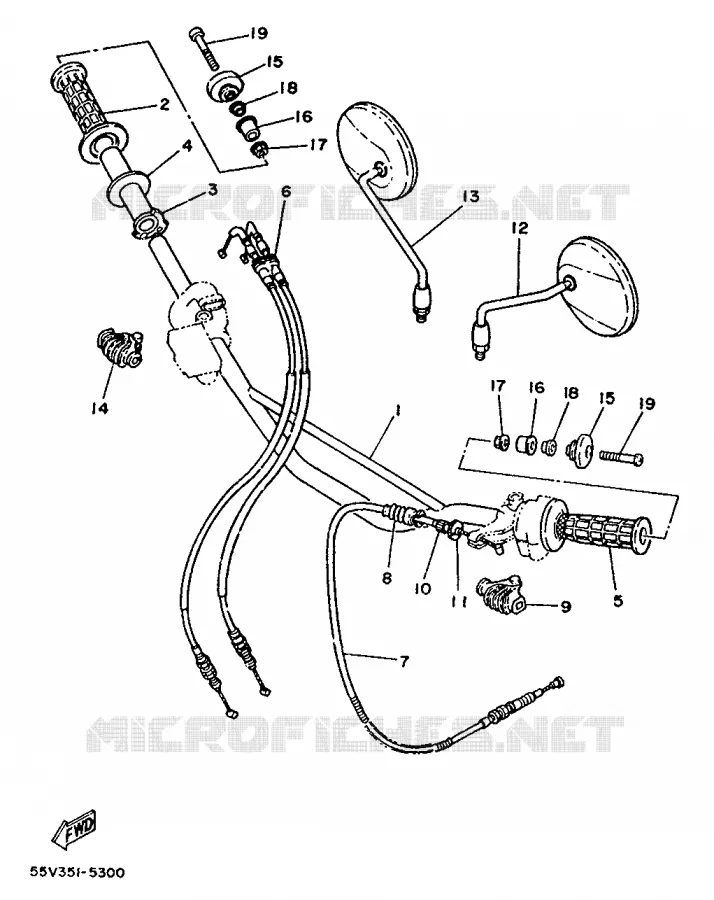 HANDLEBAR & CABLES Yamaha MOTO 350 1986 XT  XT350