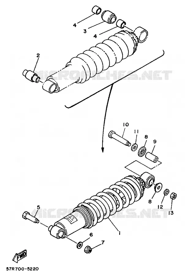 REAR SHOCK ABSORBER Yamaha MOTO 350 1987 XT  XT350