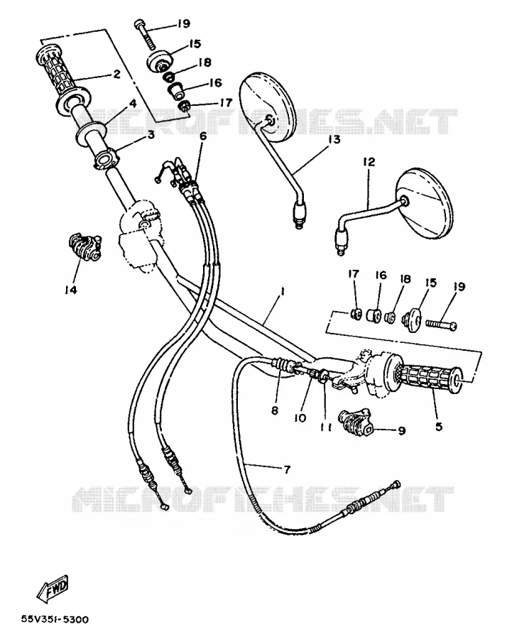 HANDLEBAR & CABLES Yamaha MOTO 350 1989 XT  XT350