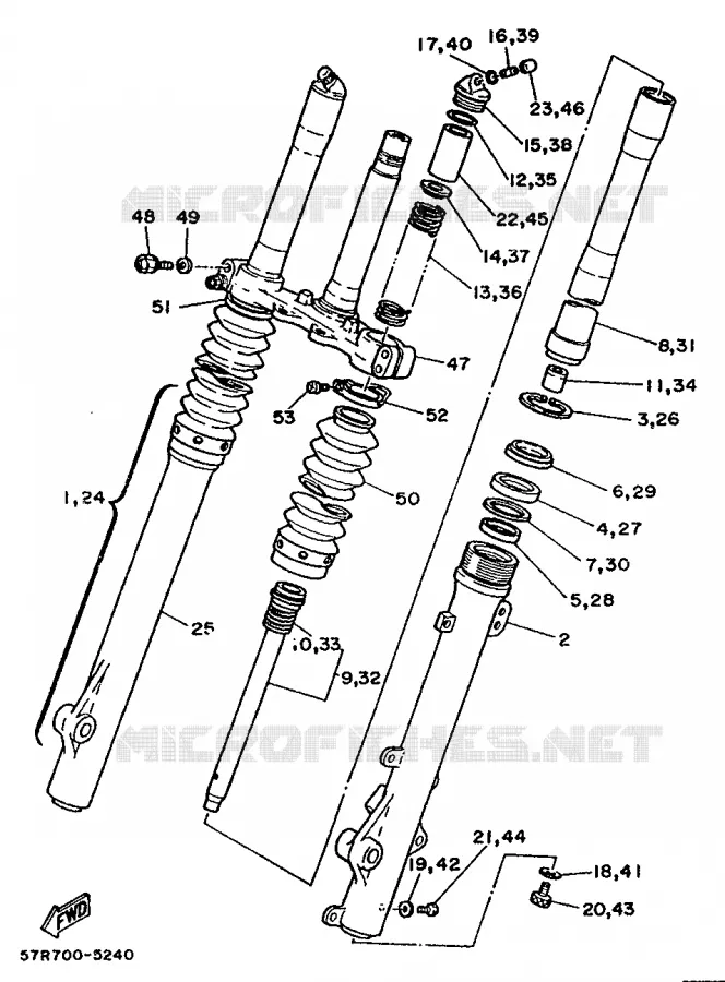 FRONT FORK Yamaha MOTO 350 1991 XT  XT350