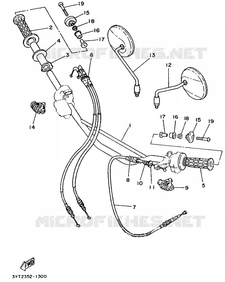 HANDLEBAR & CABLES Yamaha MOTO 350 1991 XT  XT350
