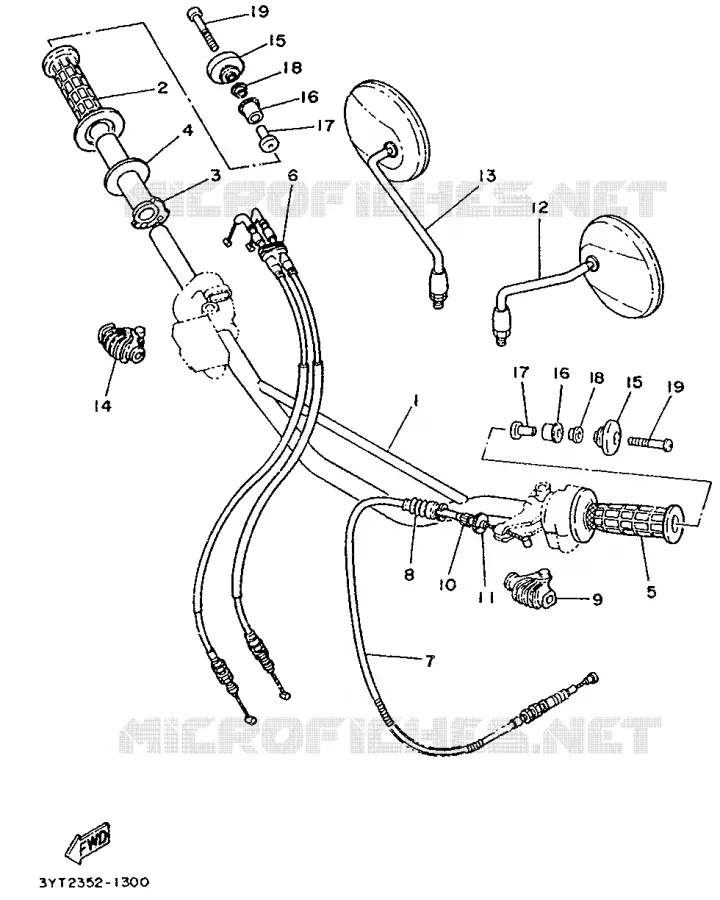 HANDLEBAR & CABLES Yamaha MOTO 350 1991 XT  XT350