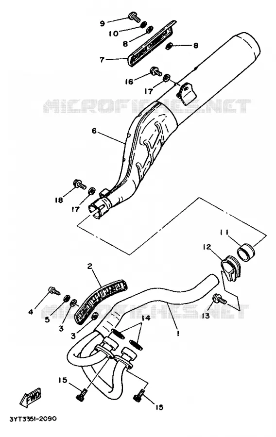 EXHAUST Yamaha MOTO 350 1992 XT  XT350