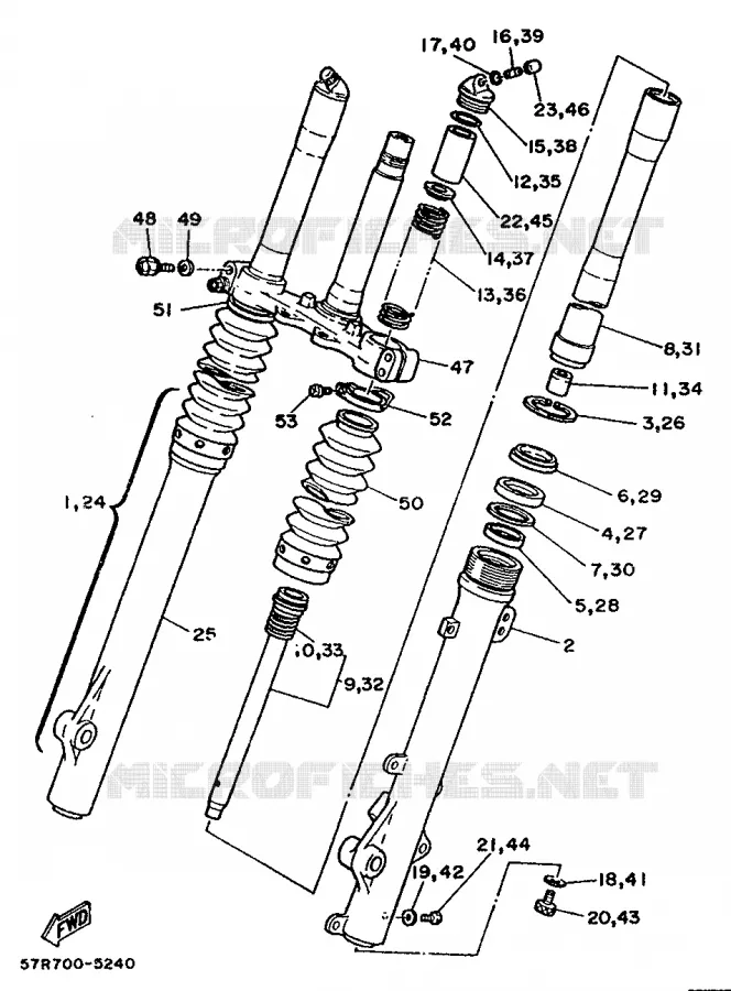FRONT FORK Yamaha MOTO 350 1992 XT  XT350