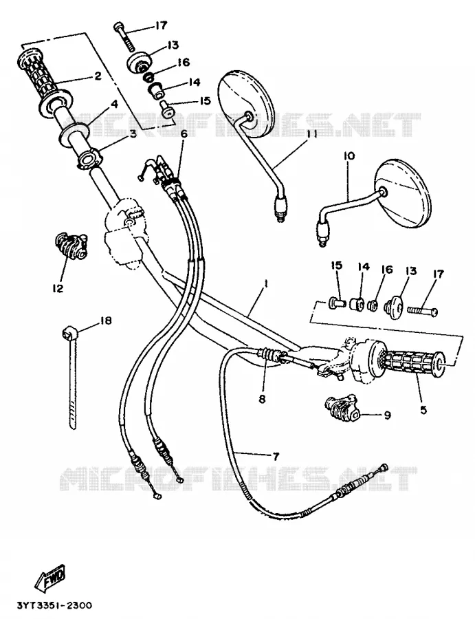 HANDLEBAR & CABLES Yamaha MOTO 350 1992 XT  XT350