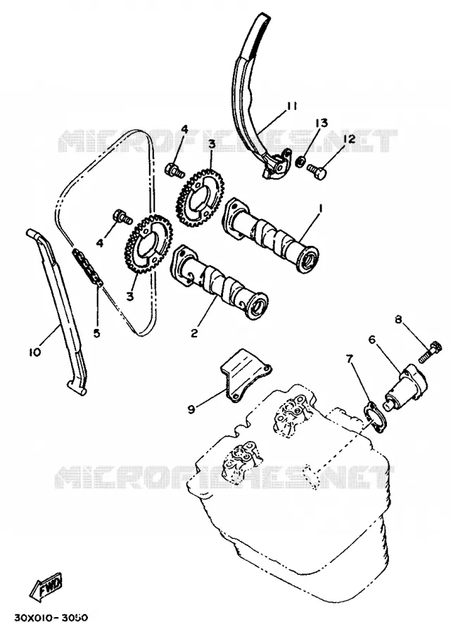 CAMSHAFT / TIMING CHAIN Yamaha MOTO 350 1992 XT  XT350