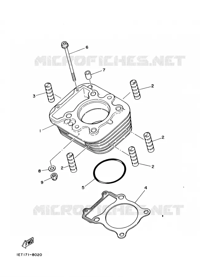 CYLINDER Yamaha MOTO 350 1988 XT  XT350'88