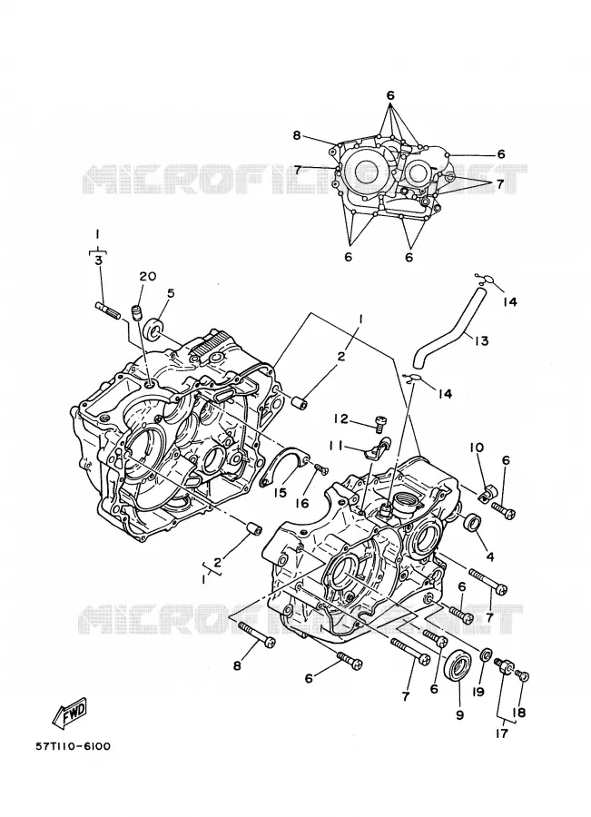 CRANKCASE Yamaha MOTO 350 1988 XT  XT350'88