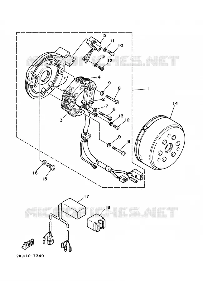 IGNITION Yamaha MOTO 350 1988 XT  XT350'88