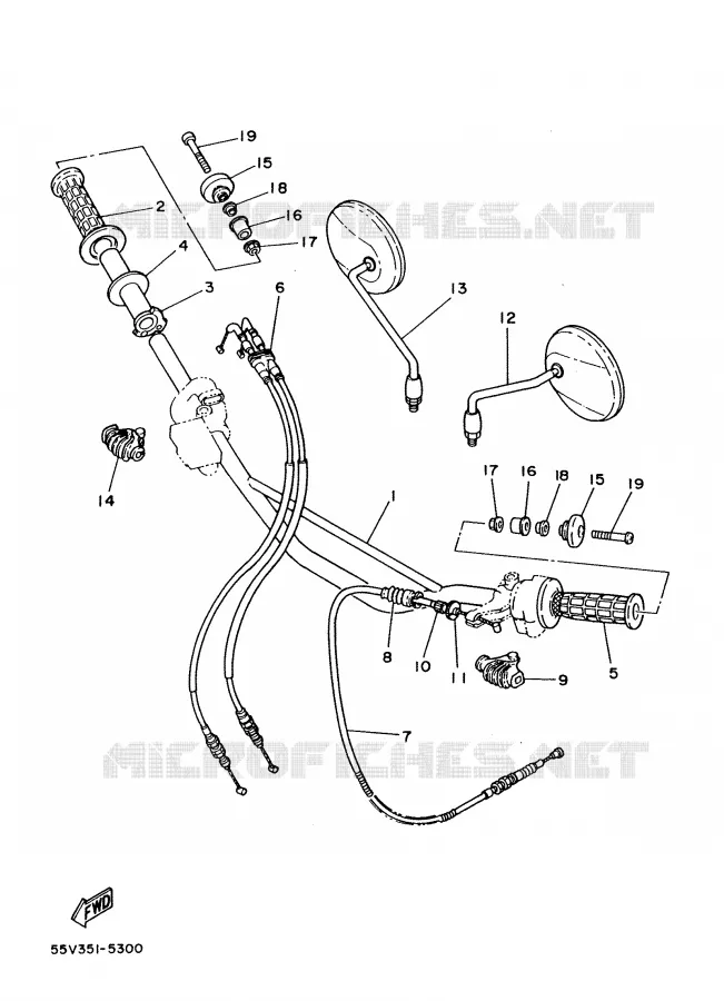 HANDLEBAR & CABLES Yamaha MOTO 350 1988 XT  XT350'88