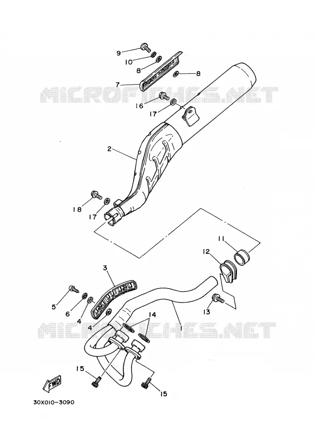 EXHAUST Yamaha MOTO 350 1988 XT  XT350'88