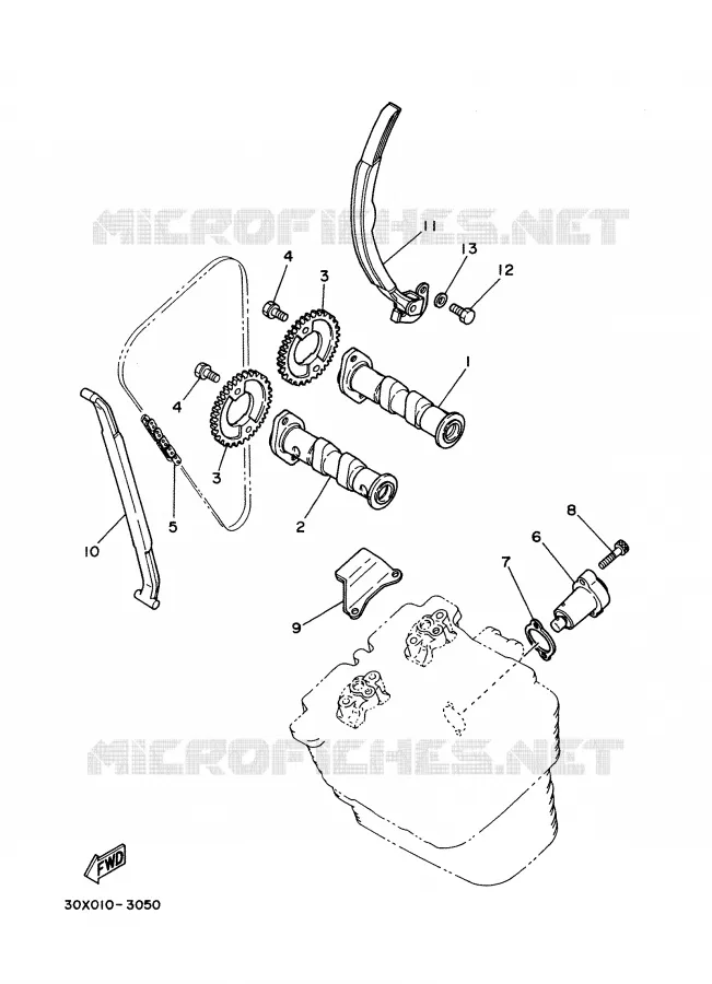 CAMSHAFT / TIMING CHAIN Yamaha MOTO 350 1988 XT  XT350'88