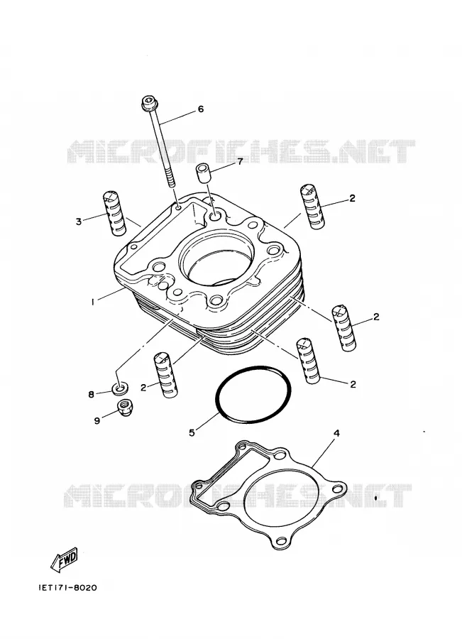 CYLINDER Yamaha MOTO 350 1988 XT  XT350'88