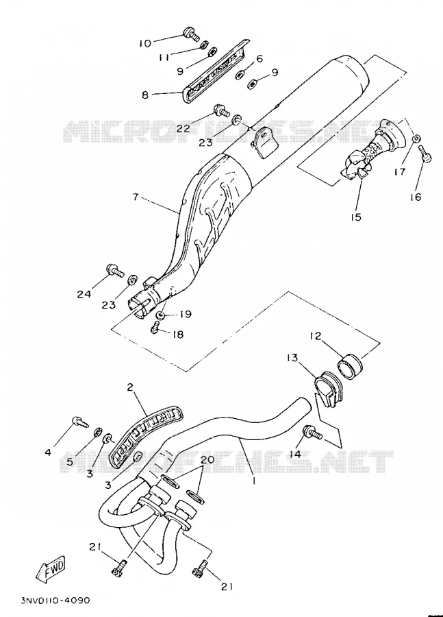 EXHAUST Yamaha MOTO 350 1993 XT  XT350H