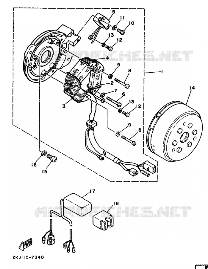 IGNITION Yamaha MOTO 350 1993 XT  XT350H
