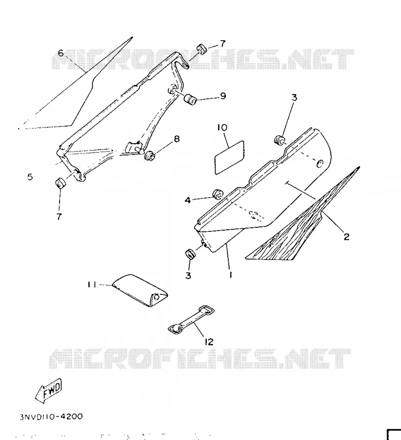SIDE COVER - FOR USA / CANADA Yamaha MOTO 350 1996 XT  XT350H