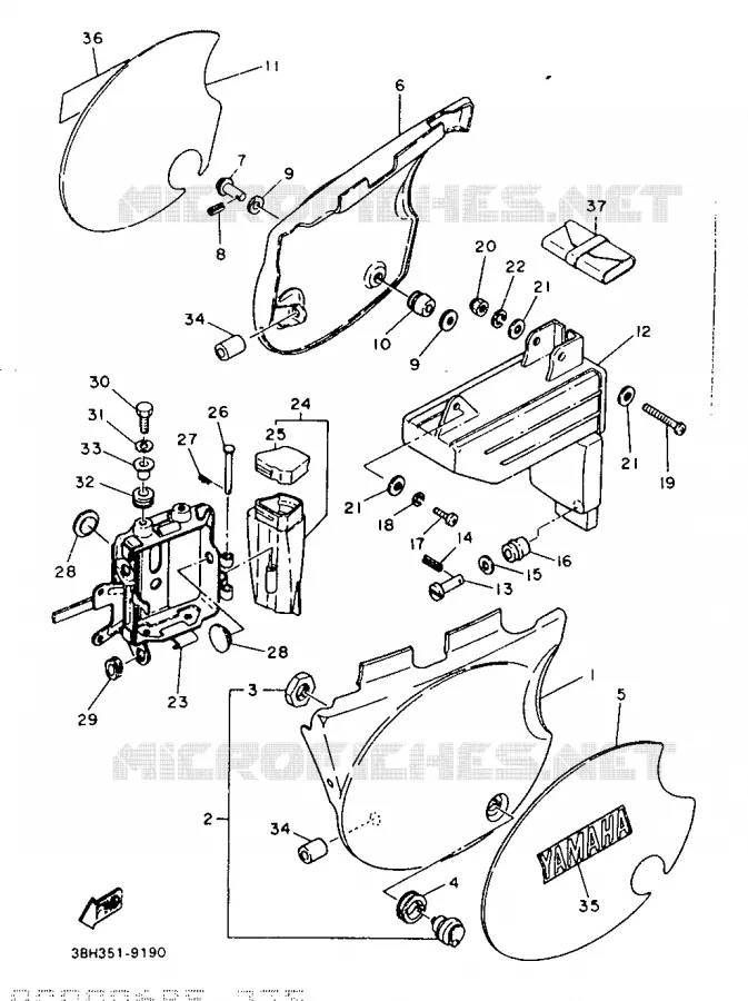 SIDE COVER Yamaha MOTO 500 1989 XT  XT500