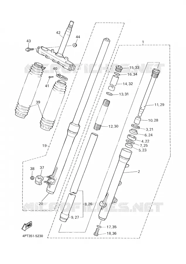 FRONT FORK Yamaha MOTO 500 2000 XTE  XT500E