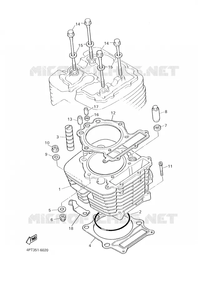 CYLINDER Yamaha MOTO 500 2002 XTE  XT500E