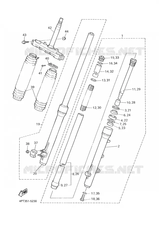 FRONT FORK Yamaha MOTO 500 2002 XTE  XT500E