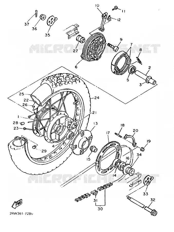 REAR WHEEL Yamaha MOTO 500 1987 XTZ  XT500Z
