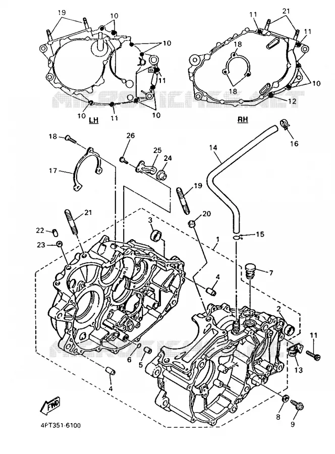 CRANKCASE Yamaha MOTO 600 1996 XTE  XT600E