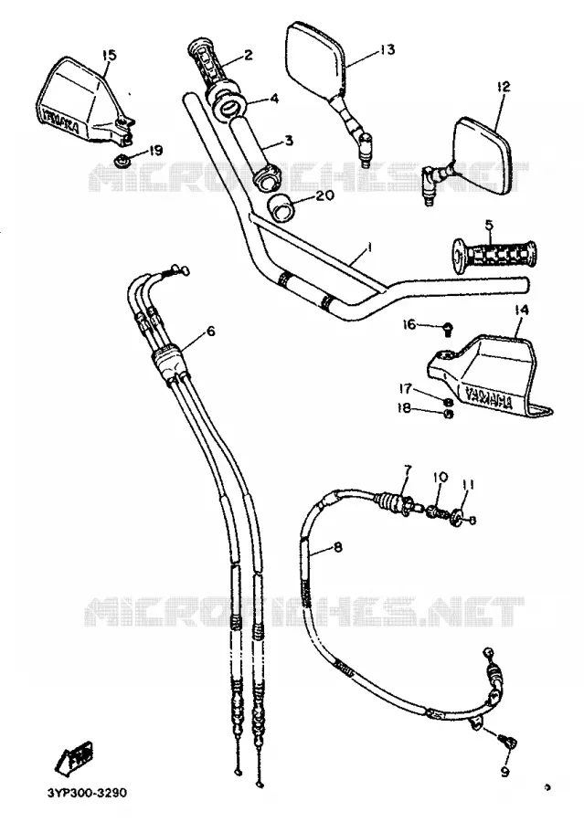 HANDLEBAR & CABLES Yamaha MOTO 600 1993 XT  XT600K