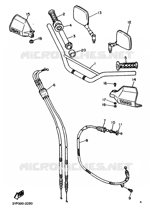 HANDLEBAR & CABLES Yamaha MOTO 600 1993 XT  XT600KH (33KW)