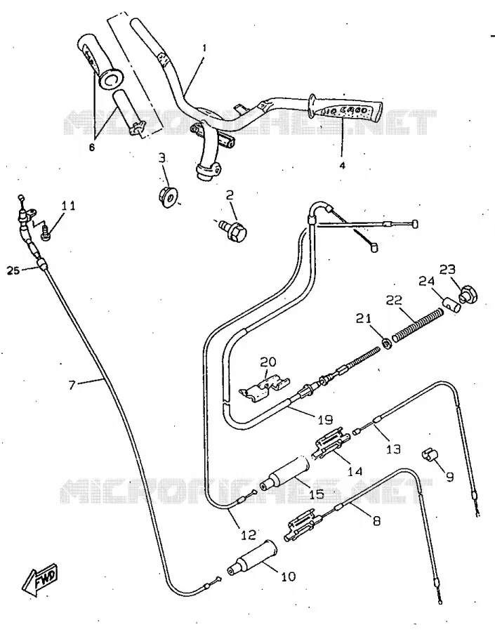 HANDLEBAR & CABLES Yamaha SCOOTER 50 1998 ROCKET  CW50RSP