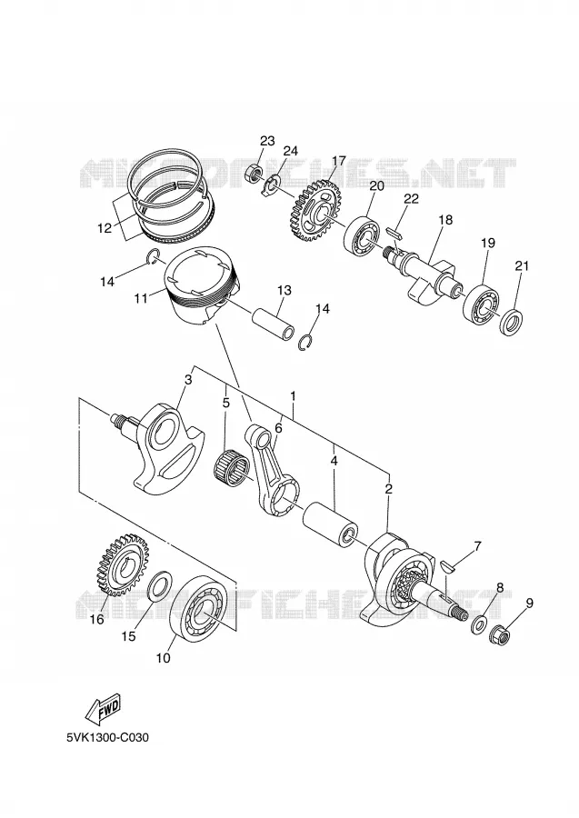 CRANKSHAFT / PISTON Yamaha MOTO 660 2007 XTR  XT660R