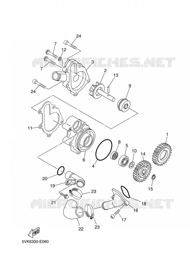 WATERPUMP / HOSES Yamaha MOTO 660 2008 XTR  XT660R