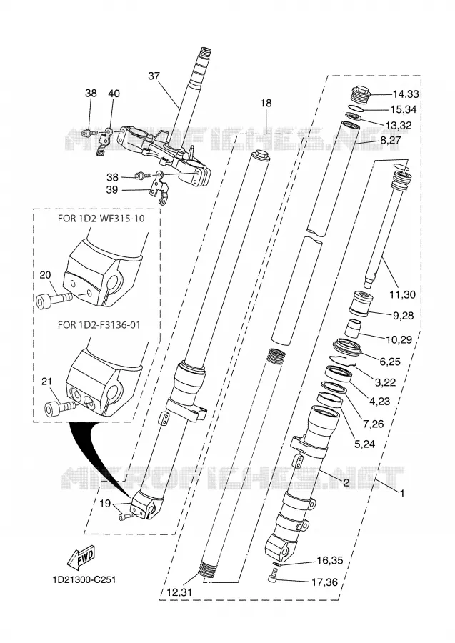 FRONT FORK Yamaha MOTO 660 2004 XTX  XT660X